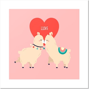 Llama love: Llove - Funny Llama Valentine's Day gift Posters and Art